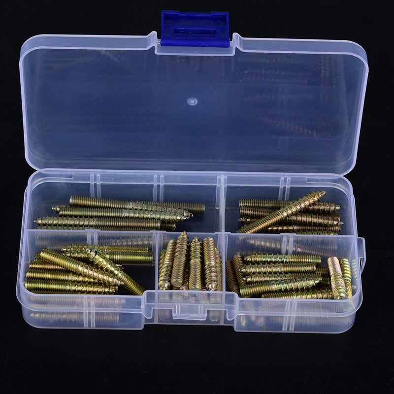 Hyuduo 80Pcs M5 Dowel Screw Double Ended Screws Self-Tapping Threaded Bolts Hanger Bolts Studs - Image 2